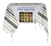 HiyyFloy Tallit Judío, Manto De Oración con Bordado Azul Real del León De Judá, Bufanda Unisex, Regalo Religioso para Bat Mitzvah, Boda Y Servicios Religiosos De Shabat.