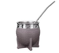 HiyyFloy Taza De Té Paraguaya De Acero Inoxidable De Doble Pared, Taza De Fondo Plano, Taza De Café con Pajita, Textura De Caparazón De Tortuga, Taza De Cáscara De Huevo