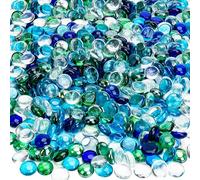 Hiziwimi 400 piedras decorativas de cristal, azul cielo, cobalto, verde, transparente, cuentas redondas de cristal liso de 17 a 20 mm, tamaño de paquete de 4 libras, decoración de maceta de jardín de