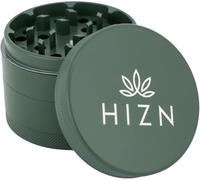 HIZN Trituradora de cerámica, diámetro de 63 mm, 4 piezas, no se adhiere gracias al revestimiento de nanocerámica, incluye bolsa, raspador de polen, cepillo y boquilla (verde medianoche)