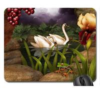 Hizo el cojín de ratón de los cisnes de la Pareja, Mousepad (cojín de ratón de los pájaros)