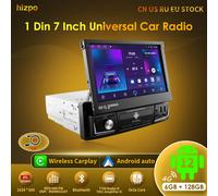 Hizpo-Radio con GPS para coche, reproductor Multimedia con Android 12, pantalla retráctil Manual IPS de 7 pulgadas, 1 Din, Audio Universal, Carplay, sin DVD HC1 AHDCAMERA1 AI