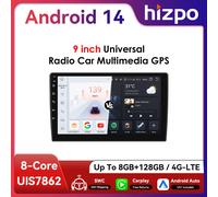 Hizpo Radio de Coche Android Universal de 2 Din y 9 Pulgadas, Reproductor Multimedia Inteligente, CarPlay Inalámbrico, RDS, DSP, Navegación GPS, 4G WiFi, Bluetooth, Unidad Principal UIS7862 Snapdragon