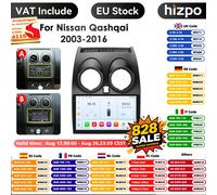 Hizpo-Radio Multimedia con GPS para coche, autorradio con Android, 8G + 128, IA, voz, 4G, 2DIN, Carplay, para Nissan Qashqai J10, 2006, 2007, 2008-2013 MP5 Carplay para Auto