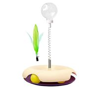 Hjatirace Cat Food Toy, Kitten Feather Toy, Cat Food Ball Dispenser, Multifunctional Feeder Toy, Interactive Ball Cat Puzzle Feeder, Easy To Use, Portable for Indoor Cats