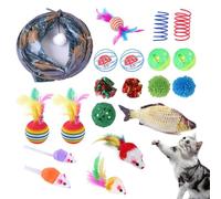 Hjatirace Kitty Toys Indoor Cats, Cat Feather Toys, Cat Teaser Toy Set Colorful Interactive Cat Toy, Funny Cat Tunnel Toy, Colorful Fun Play, Easy To Use, Portable for Small Pets