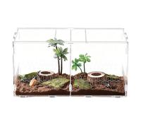 Hjatirace Terrario de araña saltadora, caja acrílica transparente, 15.7 x 8.0 x 7.87 pulgadas, recinto acrílico con tapa, para tortuga, tortuga, geco, cangrejo, rana, plantas, arena, roca
