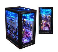 HJBHDOLL Kit de casa de muñecas en miniatura DIY Future Worlds Book Nook Set, Dollhouse Puzzle Model Bookshelf Decor Three Colors Of Light Boy and Girl Birthday Gift