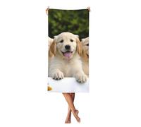 HJBNW Golden Retriever Puppies - Toalla de playa de microfibra sin arena, toallas finas y ligeras para adultos, de secado rápido, absorbente, compacta, toalla de baño de gran tamaño de 27.5 x 55