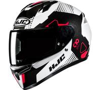 HJC C10 Aspa Casco, Negro/Blanco/Rojo, Talla M (57/58)