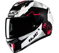 HJC C10 Aspa Casco, Negro/Blanco/Rojo, Talla XL (60/61)