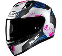 HJC C10 Aspa Casco, negro-rosa-azul-plata, tamaño L para Hombres