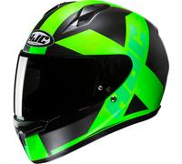 HJC C10 Tez Casco, negro-verde, tamaño L para Hombres