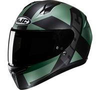 HJC C10 Tez Casco, negro-verde, tamaño M para Hombres