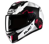 HJC C10 Aspa Casco, negro-blanco-rojo, tamaño M para Hombres