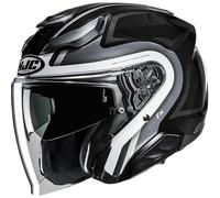 HJC F31 Bask Casco jet, negro-blanco-plata, tamaño XL para Hombres