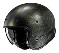 HJC V31 Flame Casco jet, negro-verde, tamaño XL para Hombres