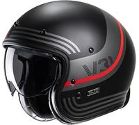 HJC V31 Byron Retro Casco Jet, negro-gris-rojo, tamaño L para Hombres
