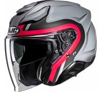 HJC F31 Bask Casco jet, negro/gris/rojo, Talla S (55/56)