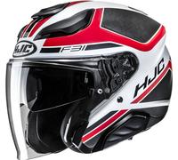 HJC F31 Ceron Casco jet, negro-blanco-rojo, tamaño XL para Hombres