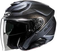 HJC F31 Ludi Casco Jet, negro-gris-plata, tamaño L para Hombres