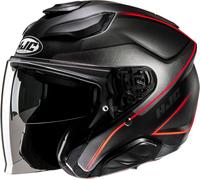 HJC F31 Ludi Casco Jet, negro-gris-rojo, tamaño XS