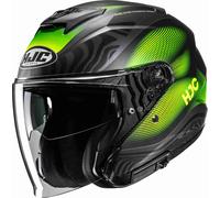 HJC i31 Depe Casco jet, negro-gris-verde, tamaño L para Hombres