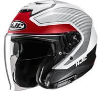 HJC Casco moto Jet i31 TEVIS MC1SF para hombres Negro-Blanco-Rojo Talla M