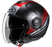 HJC i40N Dova Casco Jet, negro-rojo-plata, tamaño S para Hombres