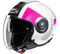 HJC i40N Pyle Casco Jet, negro-blanco-rosa, tamaño L para Hombres