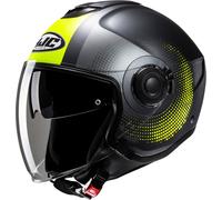HJC i40N Pyle Casco Jet, negro/gris/amarillo, Talla XS (53/54)