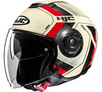 HJC i40N Velu Casco Jet, negro-rojo-beige, tamaño XS 54 55 para Hombres