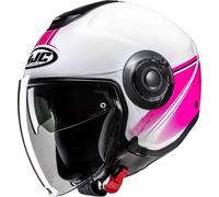 HJC i40N Vision Casco jet, negro-blanco-rosa, tamaño M para Hombres