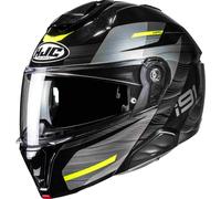 HJC Casco modular i91 Dusk – Negro/Gris/Amarillo flúor – Talla S para hombre