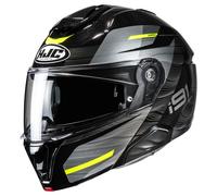 HJC Casco modular i91 Dusk – Negro/Gris/Amarillo flúor – Talla S para hombre
