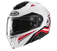 HJC i91 Tricus MC1 - Casco Modular para Moto, Color Blanco y Rojo
