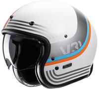 HJC V31 Byron Retro Casco Jet, blanco-azul-naranja, tamaño XS 54 55 para Hombres