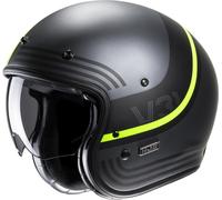 HJC V31 Byron Retro Casco Jet, gris-amarillo, tamaño M para Hombres