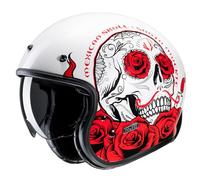 HJC V31 Desto Retro Casco Jet, blanco-rojo, tamaño L para Hombres