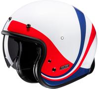 HJC V31 Emgo Retro Casco Jet, blanco-rojo-azul, tamaño L para Hombres