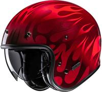 HJC V31 Firo Casco jet, rojo, tamaño M para Hombres