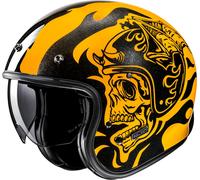 HJC V31 Flame Casco jet, negro/amarillo, Talla L (58/59)