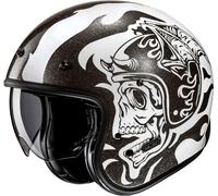 HJC V31 Flame Casco jet, Negro/Blanco, Talla S (55/56)
