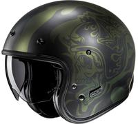 HJC V31 Flame Casco jet, negro/verde, Talla L (58/59)