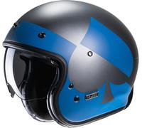 HJC V31 Kuz Retro Casco Jet, negro-azul, tamaño S para Hombres