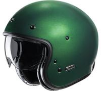 HJC V31 Solid Retro Casco Jet, verde, tamaño 2XL para Hombres