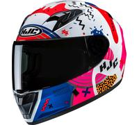 HJC Y10 Mika Casco juvenil, blanco/rojo/azul, Talla Y/M (50/51)