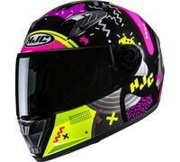 HJC Y10 Mika Casco juvenil, negro/rosa, Talla Y/L (52/53)