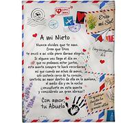 HJCC Manta de Franela Carta para mi Nieto, Suave y cálida Mantas Personalizadas de Mensaje BendicióN EspañOl Manta Cama Invierno Cálido Manta de Correo Suave (Abuela a nieto2, 130150cm) (TZ111)