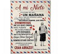 HJCC Manta de Franela Carta para mi Nieto, Suave y cálida Mantas Personalizadas de Mensaje BendicióN EspañOl Manta Cama Invierno Cálido Manta de Correo Suave (Abuela a nieto1, 150 * 200cm)